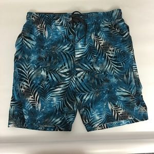 Men's Swim Shorts Trunks Turquoise Blue Palm Sz M
